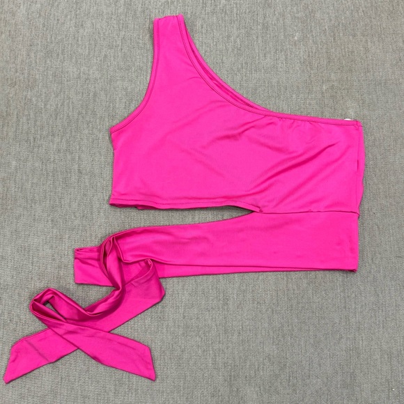 Pink One Shoulder Tie Top - Picture 2 of 4